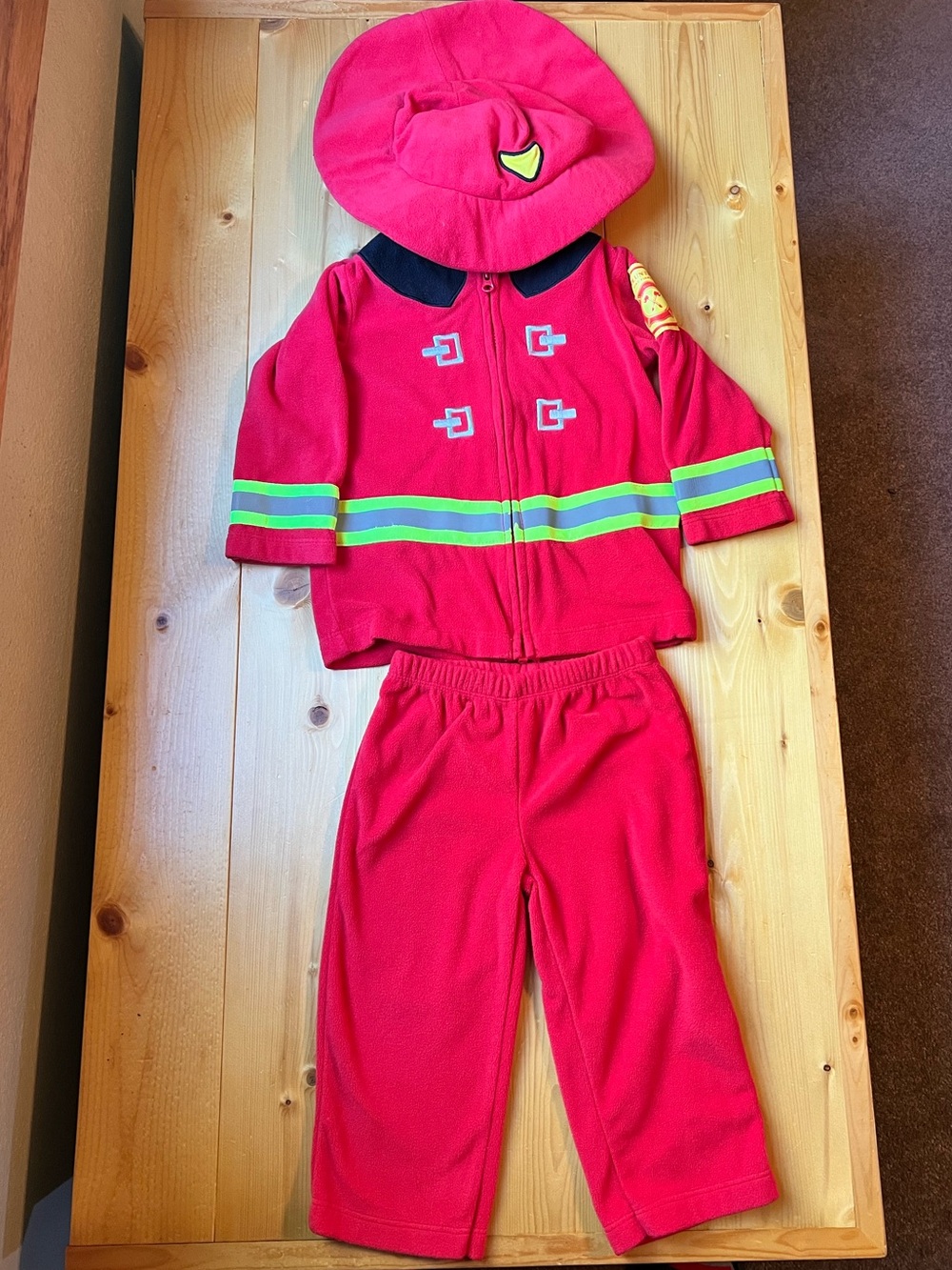 Baby Fleece Red Firefighter Costume Set with Reflective Stripes